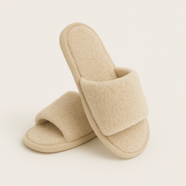 Beige Plush Slippers