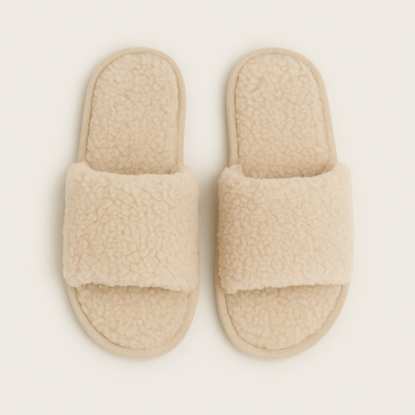 Beige Plush Slippers