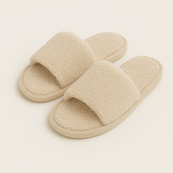 Beige Plush Slippers